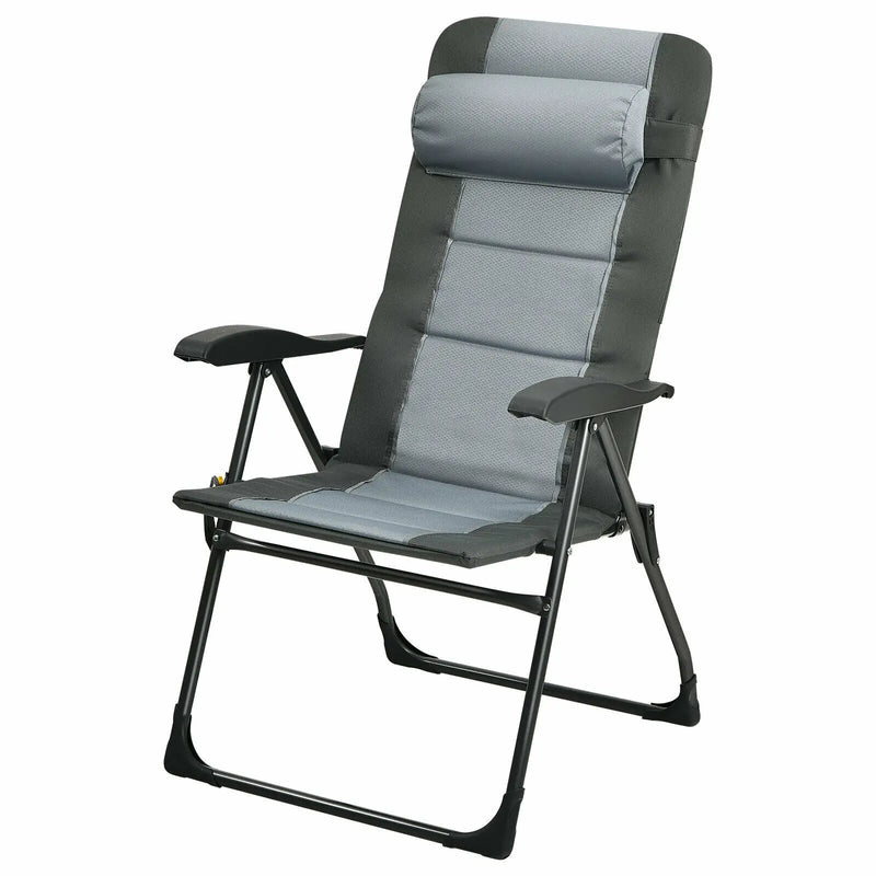 Set of 2 Patiojoy Patio Folding Dining Chair with Ottoman Set Recliner Adjustable-Gray by DirectDeals