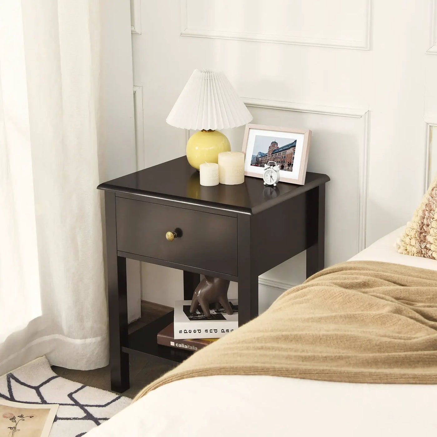 Nightstand End Table with Drawer and Shelf by DirectDeals
