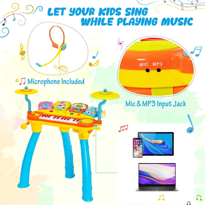 24-Key Piano Keyboard DJ Drum Combination with Microphone and MP3 by DirectDeals