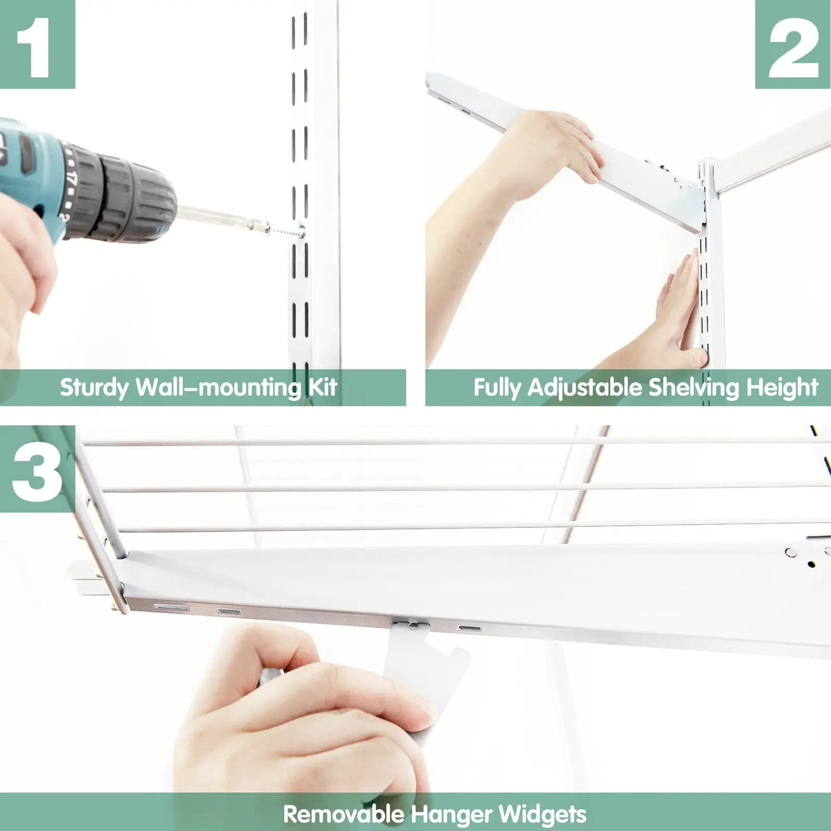 Adjustable Closet Organizer Kit with Shelves and Hanging Rods for 4 to 6 Feet by DirectDeals