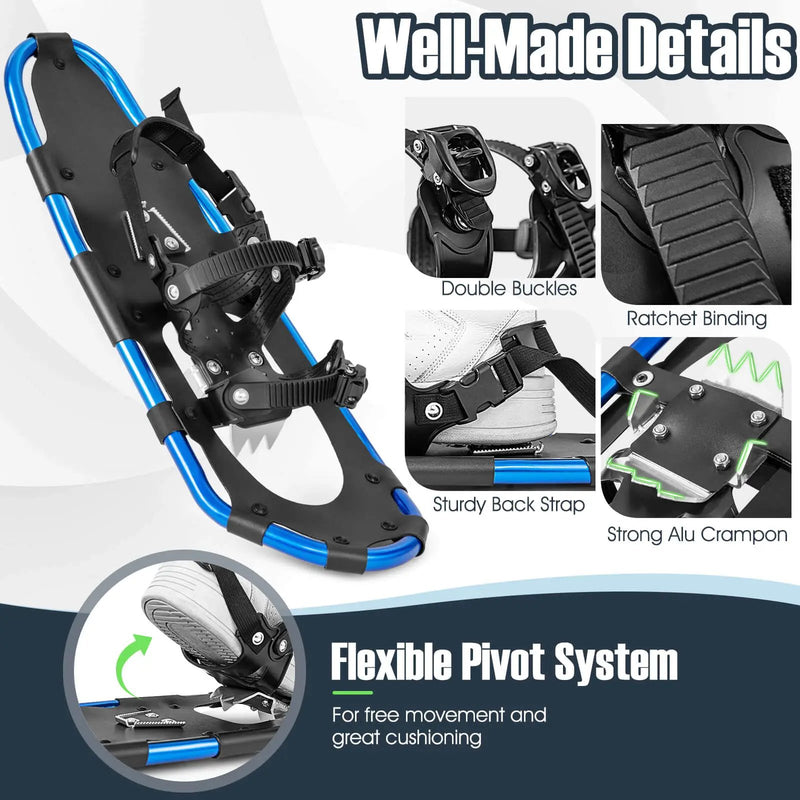 21/25/30 Inch Lightweight Terrain Snowshoes with Flexible Pivot System by DirectDeals