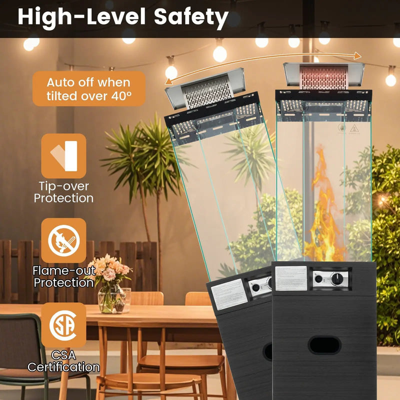40000 BTU Patio Heater Outdoor Propane Gas Heater with Cover and Wheels-Black by DirectDeals