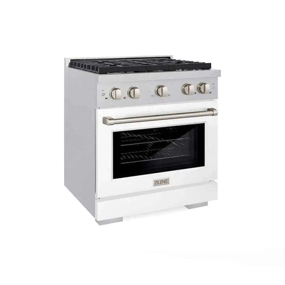 ZLINE 30"Gas Range, Convection Gas Oven , DuraSnow® White Matte, SGRS-WM-30 by Farmhouse Kitchen and Bath