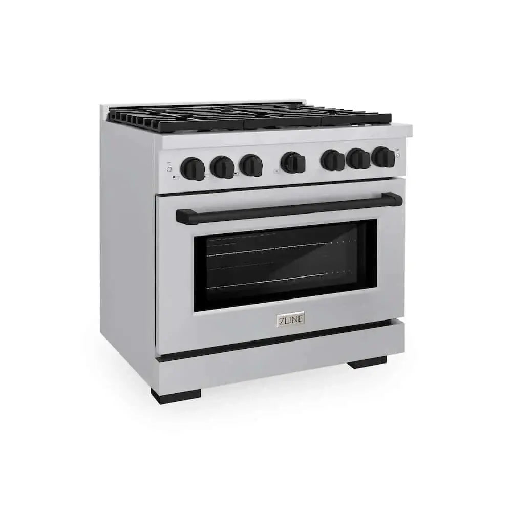 ZLINE 36"Gas Range, Convection Oven Stainless Steel, Matte Black, SGRZ-36-MB by Farmhouse Kitchen and Bath
