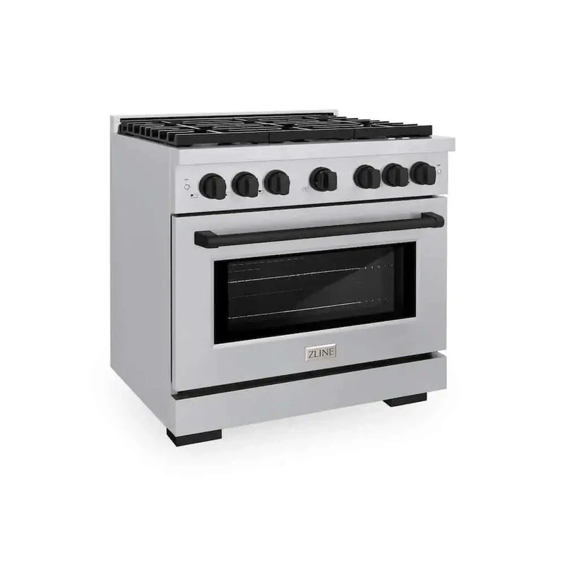 ZLINE 36"Gas Range, Convection Oven Stainless Steel, Matte Black, SGRZ-36-MB by Farmhouse Kitchen and Bath