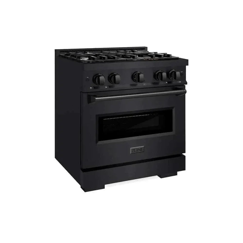 ZLINE 30" Dual Fuel Range, Gas Cooktop, Electric Convection Oven Black Stainless Steel, CDRB-30 by Farmhouse Kitchen and Bath
