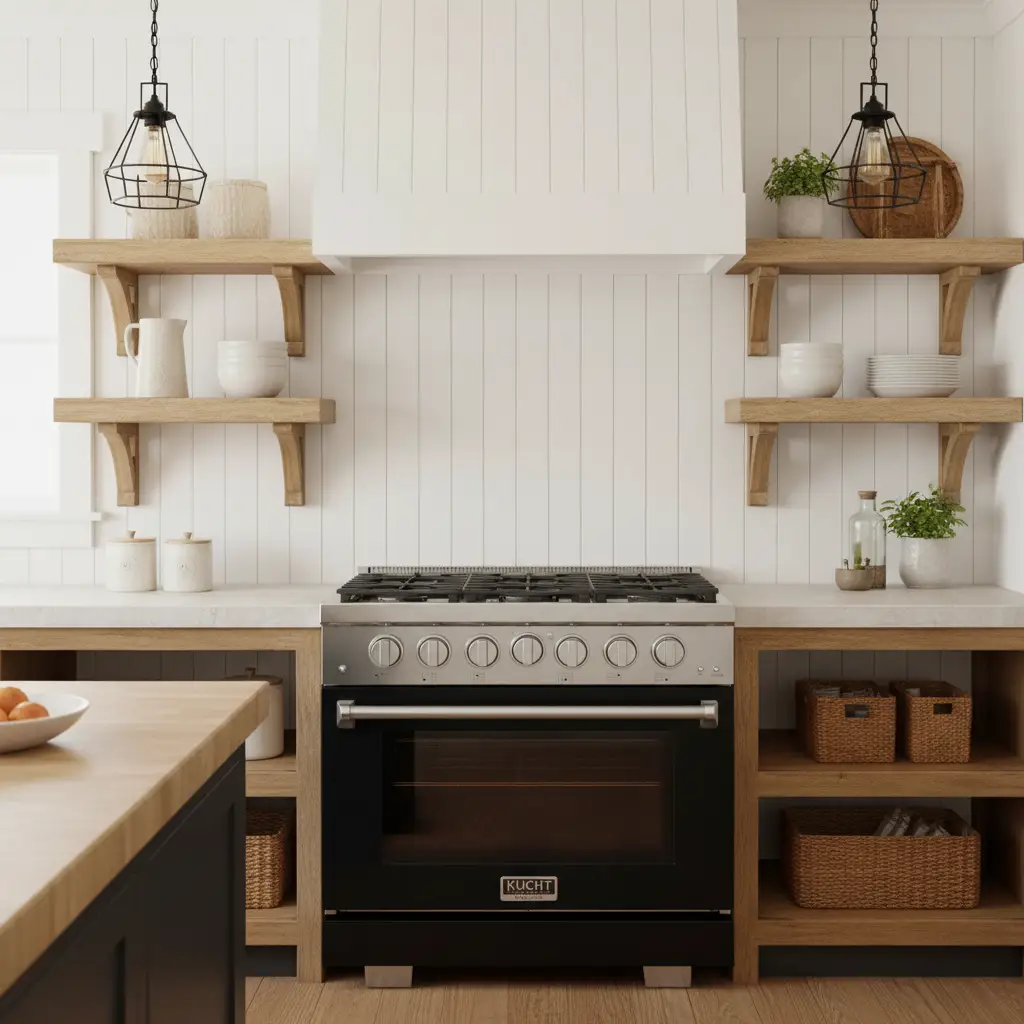 Kucht 36" Freestanding Professional Gas Range Liquid Propane KFX3600X/LP-BK by Farmhouse Kitchen and Bath
