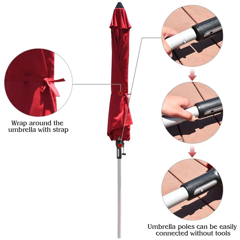 9 Feet Patio Outdoor Market Umbrella with Aluminum Pole without Weight Base by DirectDeals