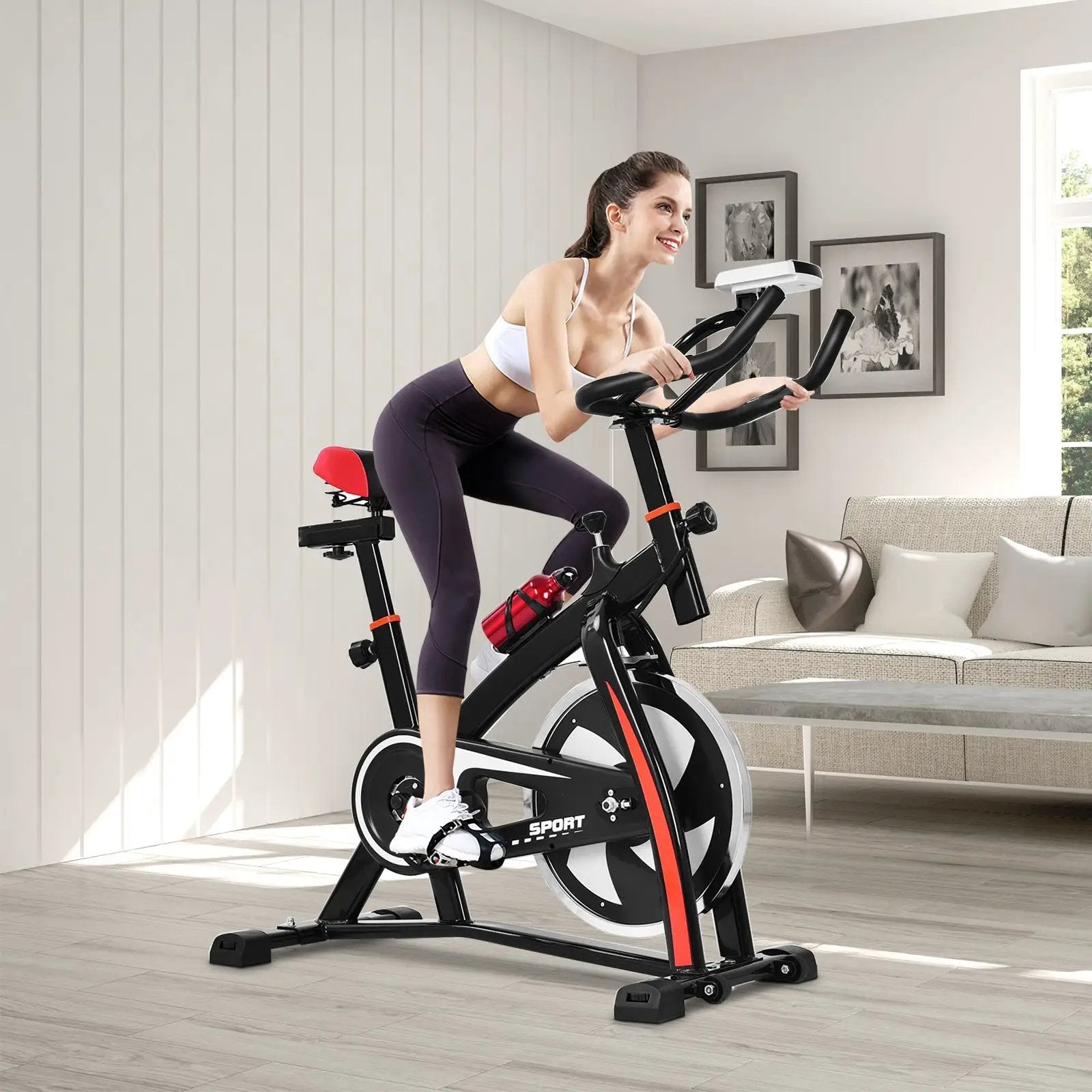 Household Adjustable Indoor Exercise Cycling Bike Trainer with Electronic Meter by DirectDeals
