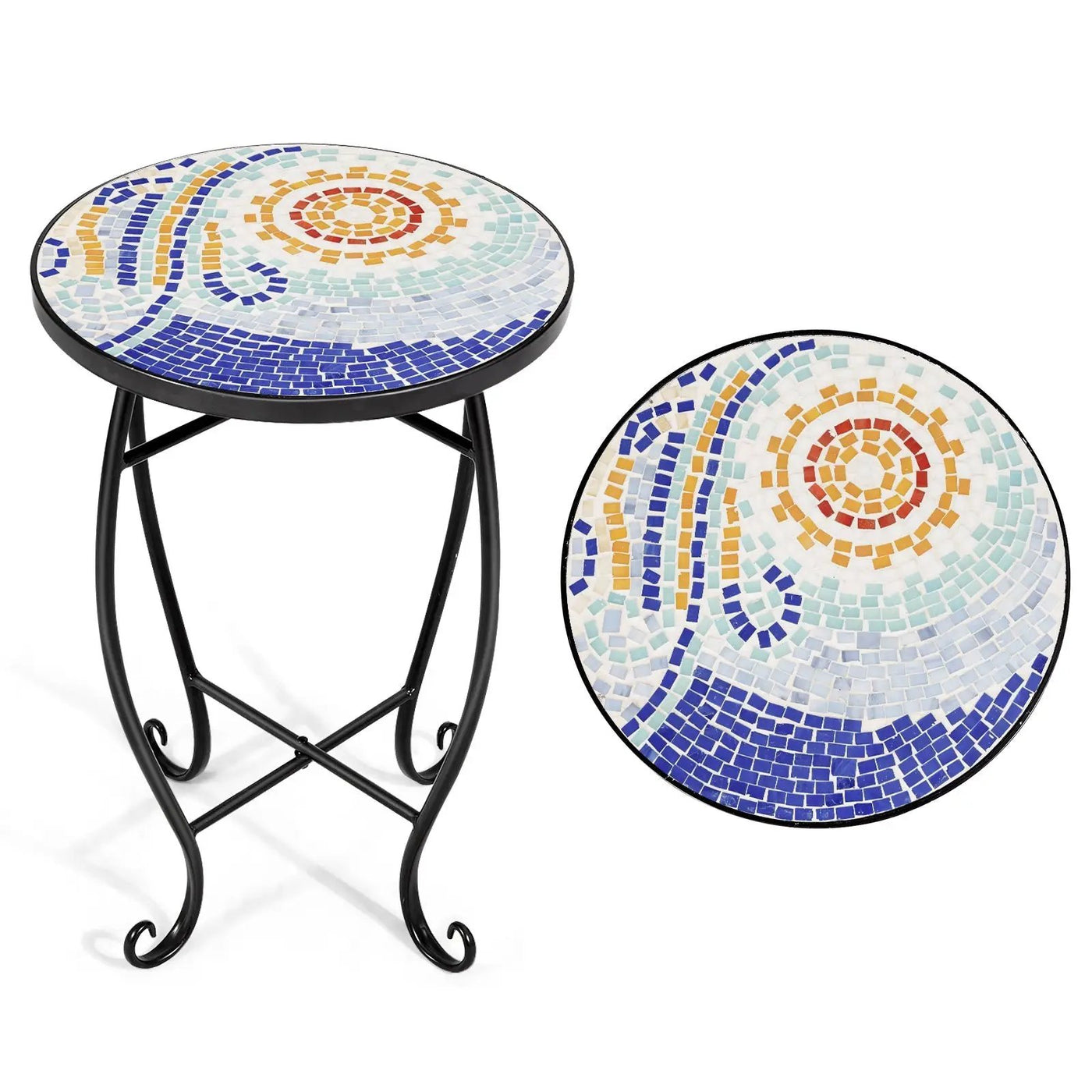 Outdoor Indoor Steel Accent Plant Stand Cobalt Table by DirectDeals