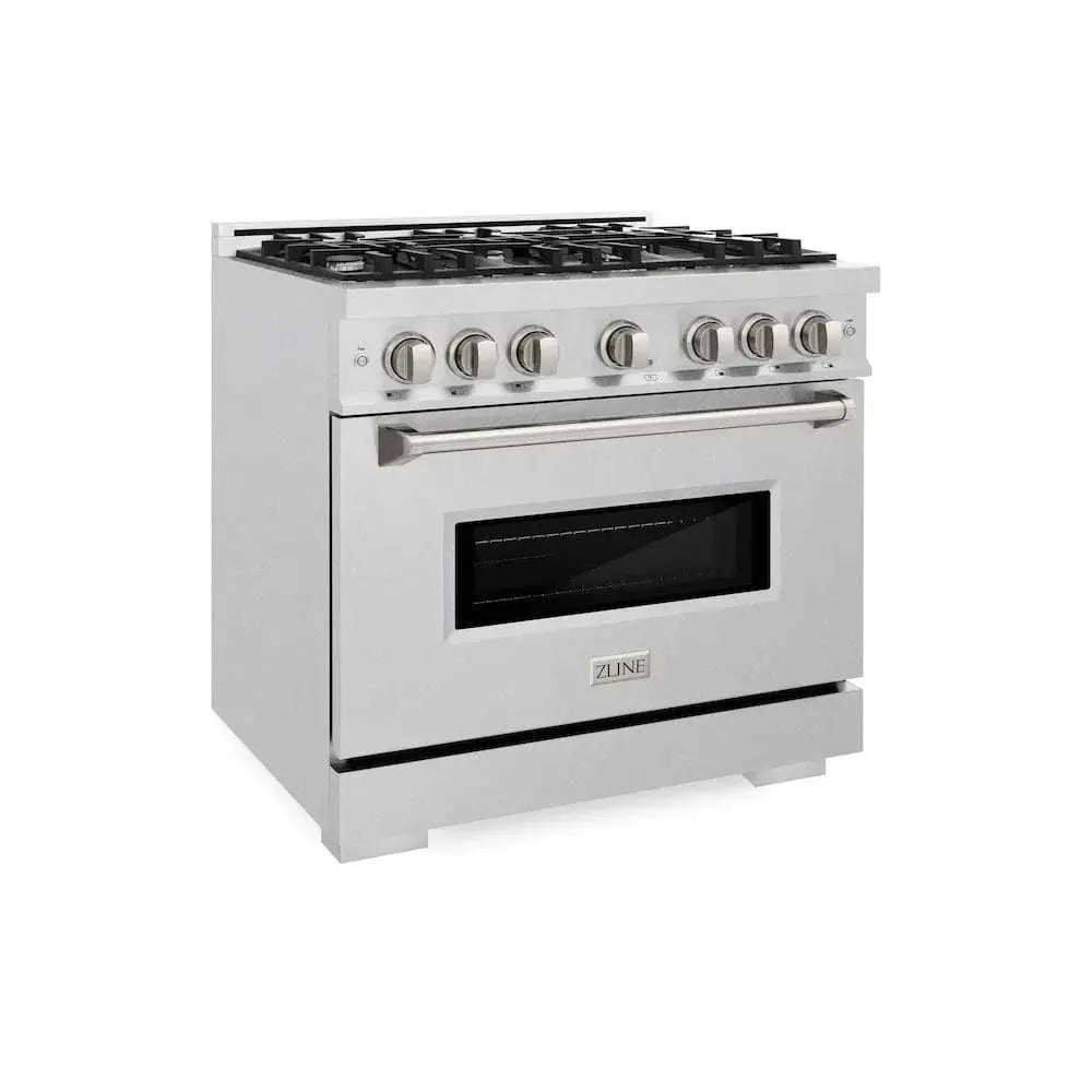 ZLINE 36" Dual Fuel Range, Gas Cooktop, Electric Convection Oven DuraSnow® Stainless Steel, CDRS-36 by Farmhouse Kitchen and Bath