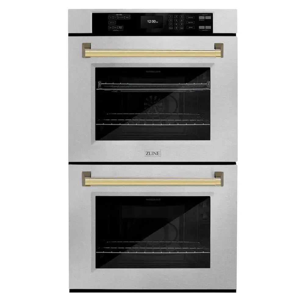ZLINE 30"Professional True Convection Double Wall Oven, Air Fry, Self Clean, DuraSnow® Gold WADSZ-30-G by Farmhouse Kitchen and Bath