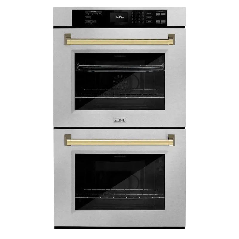 ZLINE 30"Professional True Convection Double Wall Oven, Air Fry, Self Clean, DuraSnow® Gold WADSZ-30-G by Farmhouse Kitchen and Bath
