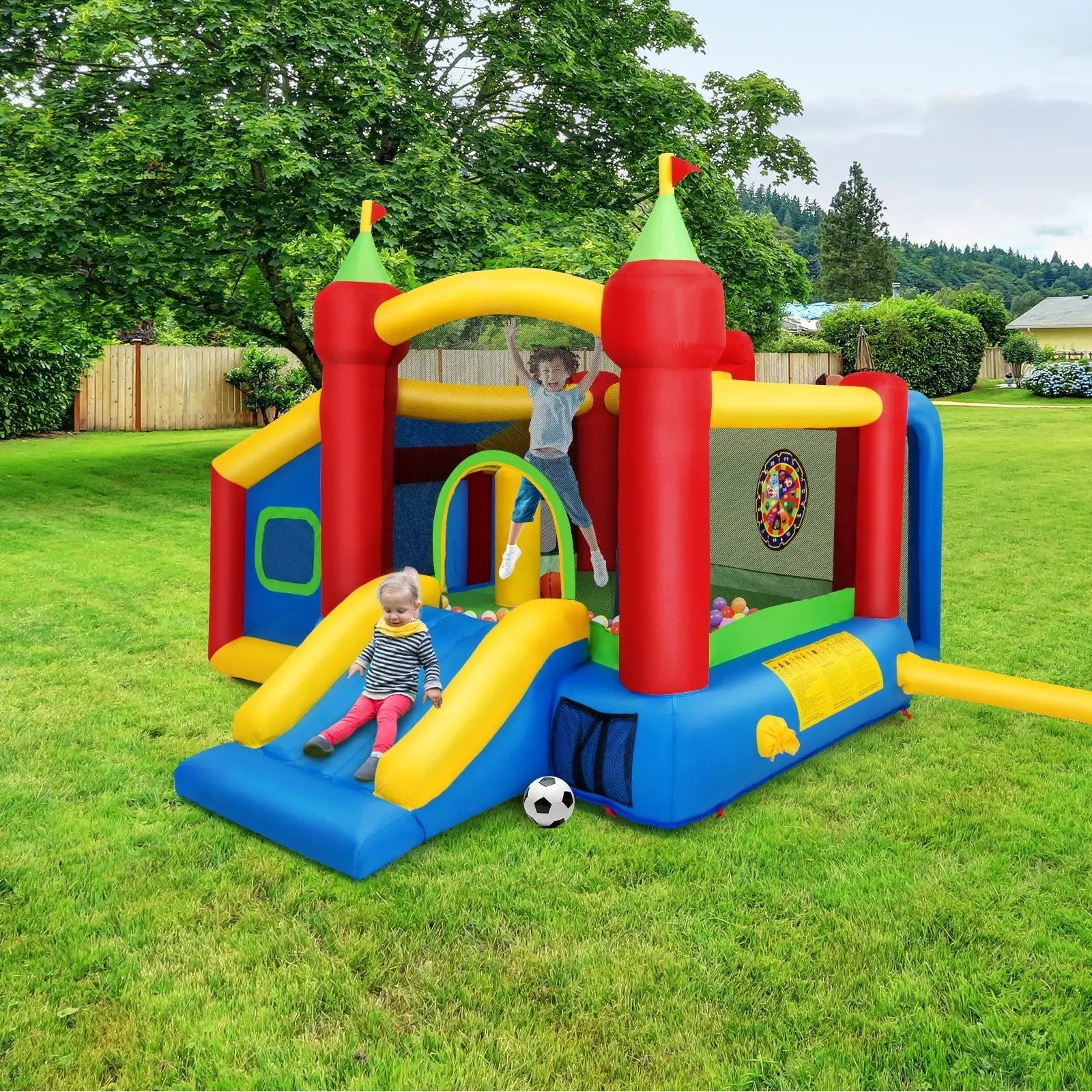 Inflatable Bounce House Kids Slide Jumping Castle without Blower by DirectDeals