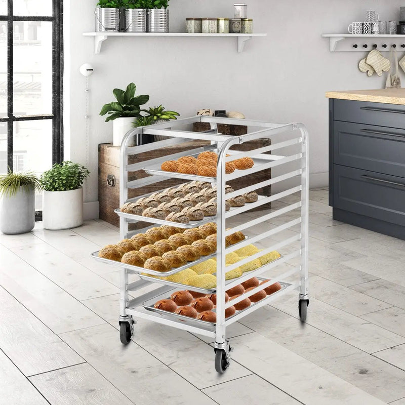 10 Sheets Aluminum Rolling Bakery Pan Rack by DirectDeals