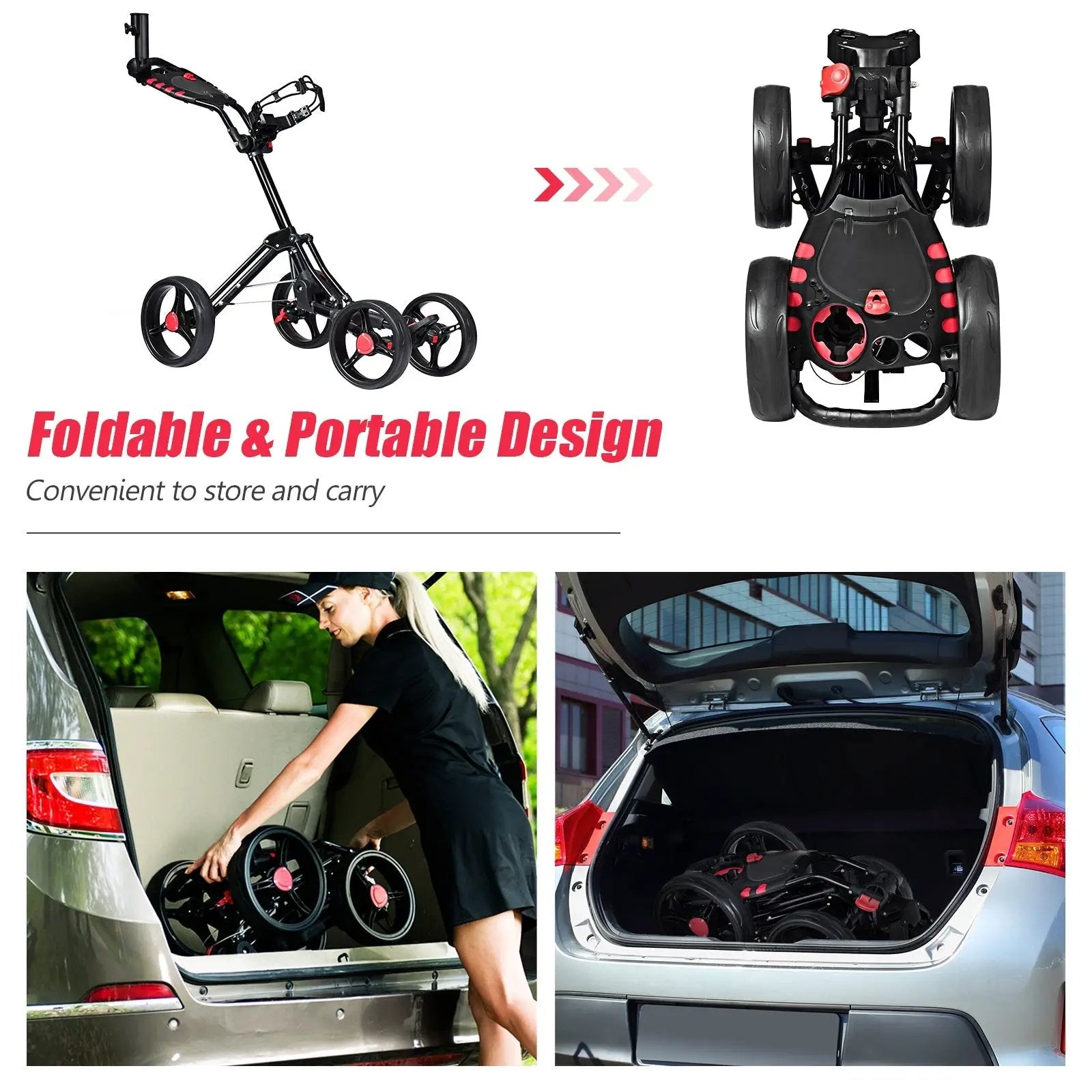 4 Wheel Folding Golf Pull Push Cart Trolley by DirectDeals