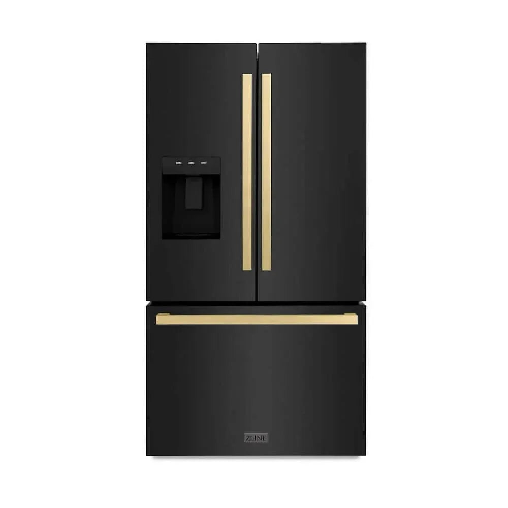 ZLINE 36" Refrigerator, Water, Ice Dispenser, Black Stainless, RSMZ-W36-BS-FCB by Farmhouse Kitchen and Bath