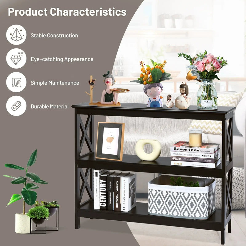 3-Tier Console X-Design Sofa Side Accent Table by DirectDeals