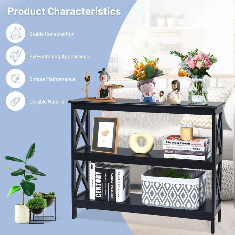 3-Tier Console X-Design Sofa Side Accent Table by DirectDeals