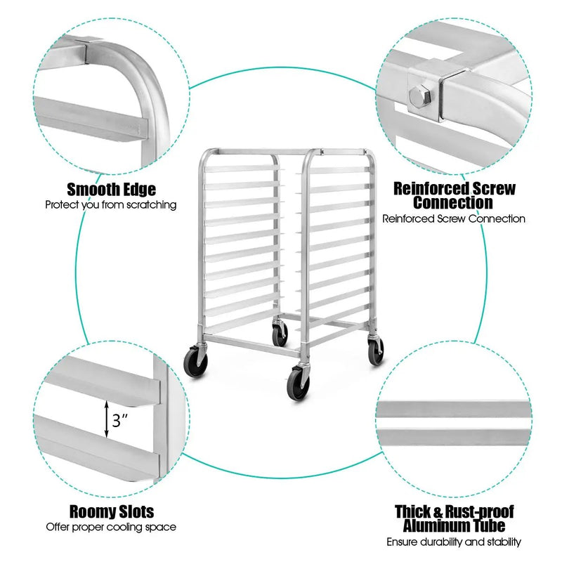 10 Sheets Aluminum Rolling Bakery Pan Rack by DirectDeals