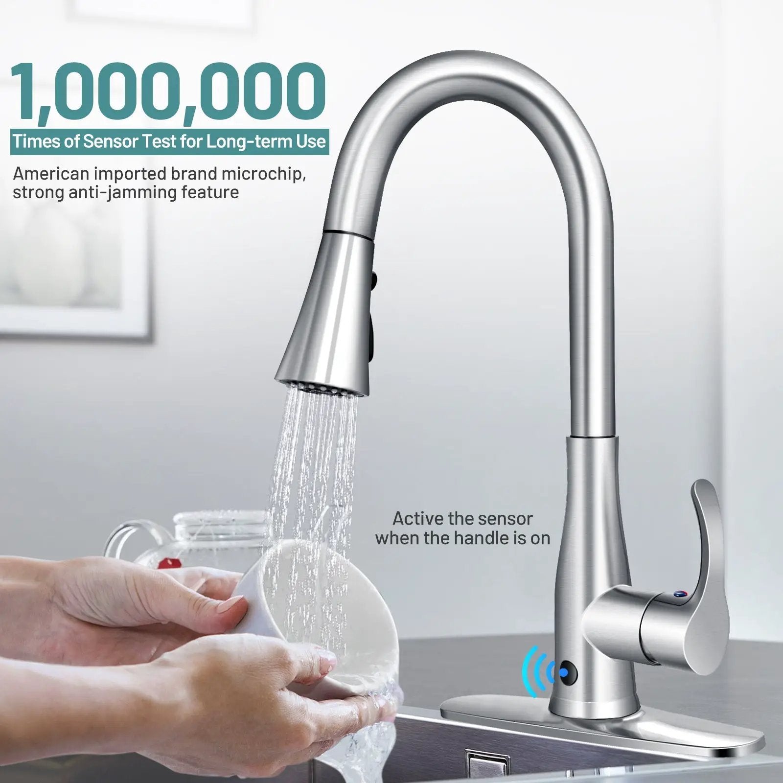 Touchless Kitchen Faucet with 360¬∞ Swivel Single Handle Sensor and 3 Mode Sprayer by DirectDeals