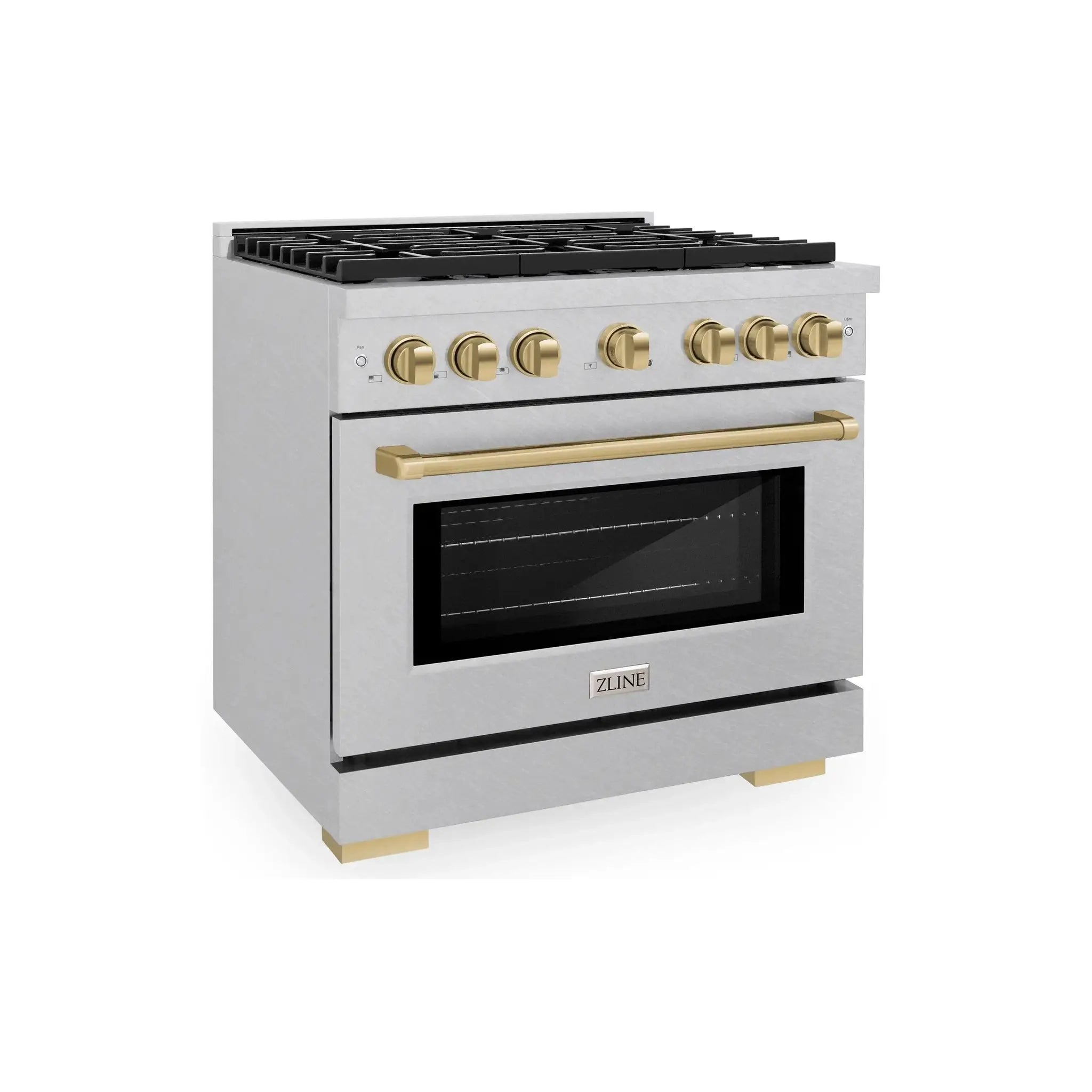 ZLINE 36"Paramount Dual Fuel Range DuraSnow® Champagne Bronze SDRSZ-36-CB by Farmhouse Kitchen and Bath