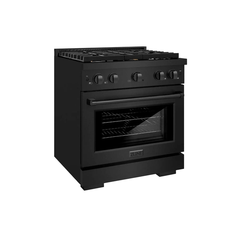 ZLINE 30"Paramount Dual Fuel Range Black Stainless Steel, Brass Burners SDRB-BR-30 by Farmhouse Kitchen and Bath