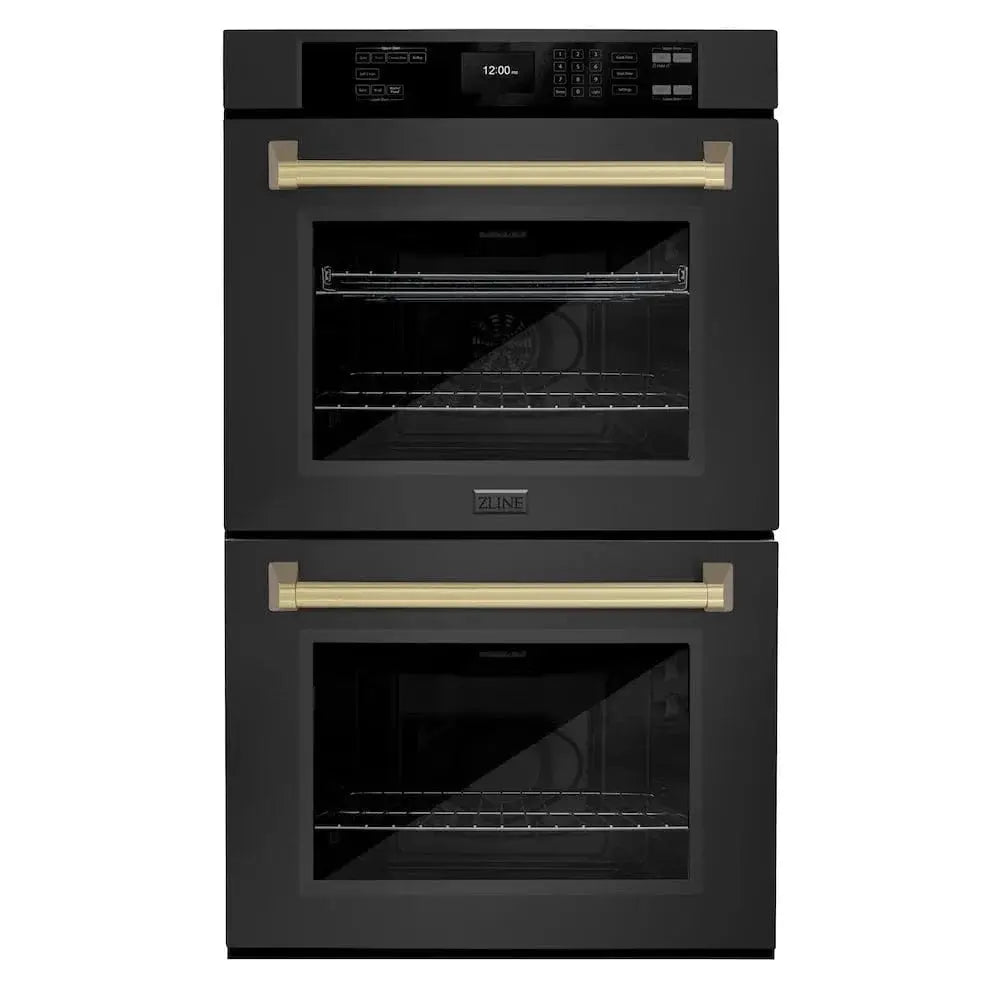 ZLINE 30"Professional True Convection Double Wall Oven, Air Fry, Self Clean Black Stainless Steel, Champagne Bronze WADBZ-30-CB by Farmhouse Kitchen and Bath