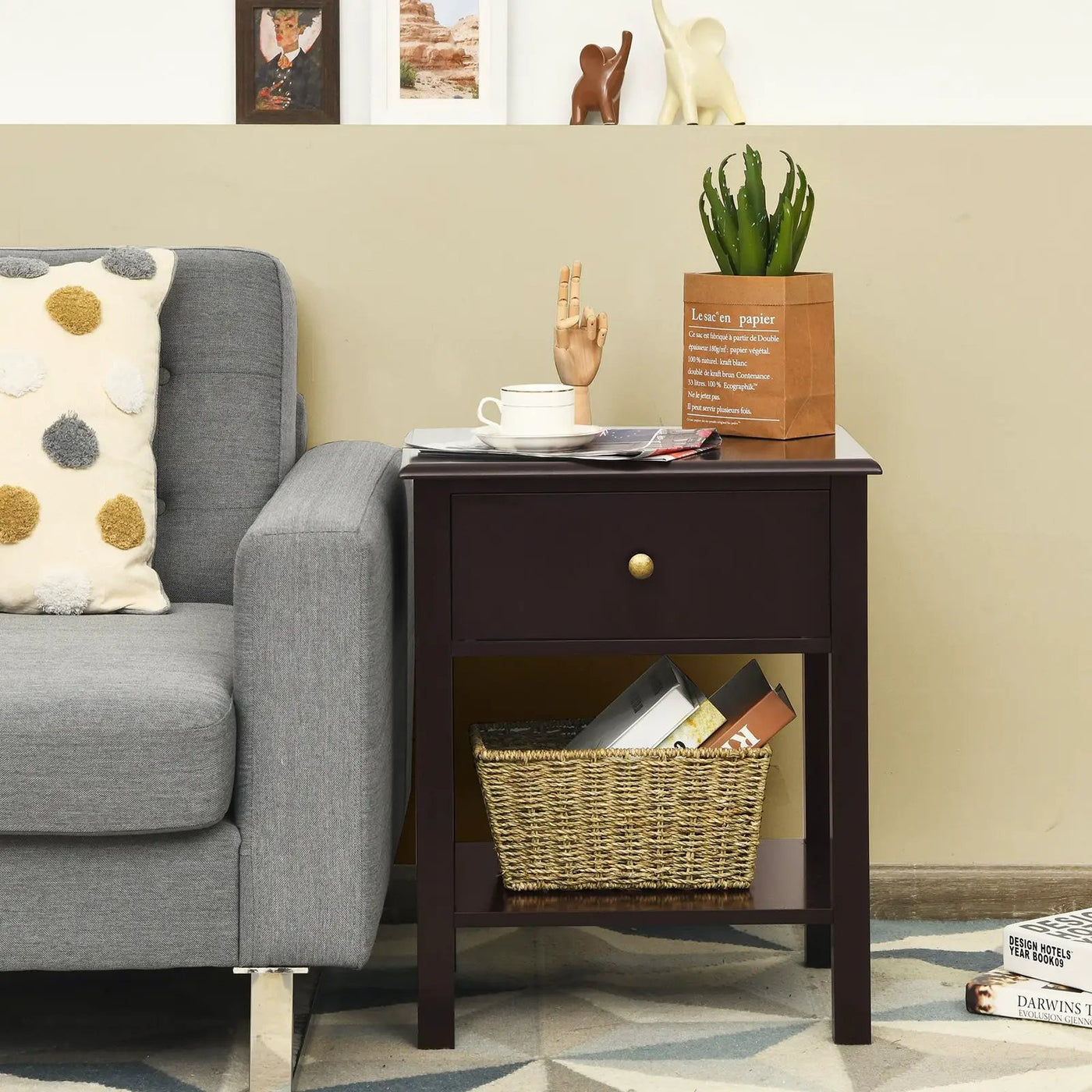 Nightstand End Table with Drawer and Shelf by DirectDeals