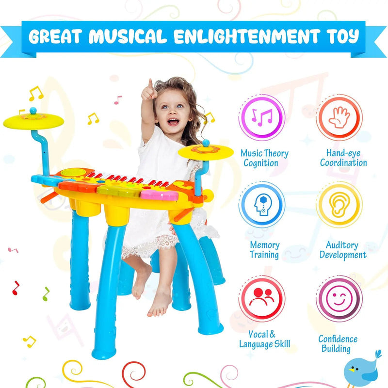 24-Key Piano Keyboard DJ Drum Combination with Microphone and MP3 by DirectDeals