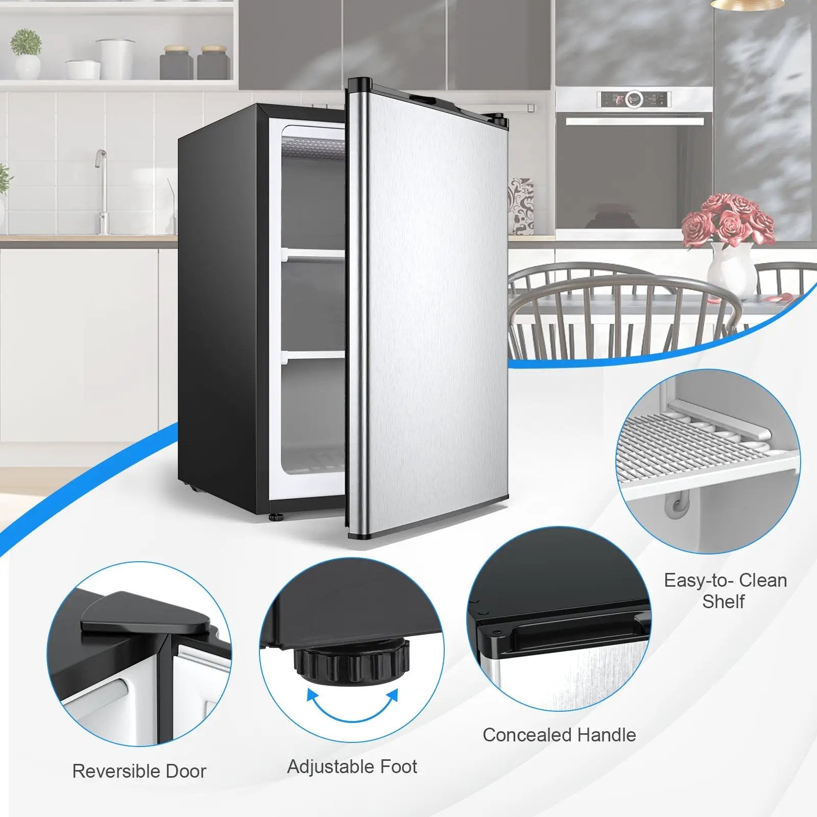 3 Cubic Feet Compact Upright Freezer with Stainless Steel Door by DirectDeals