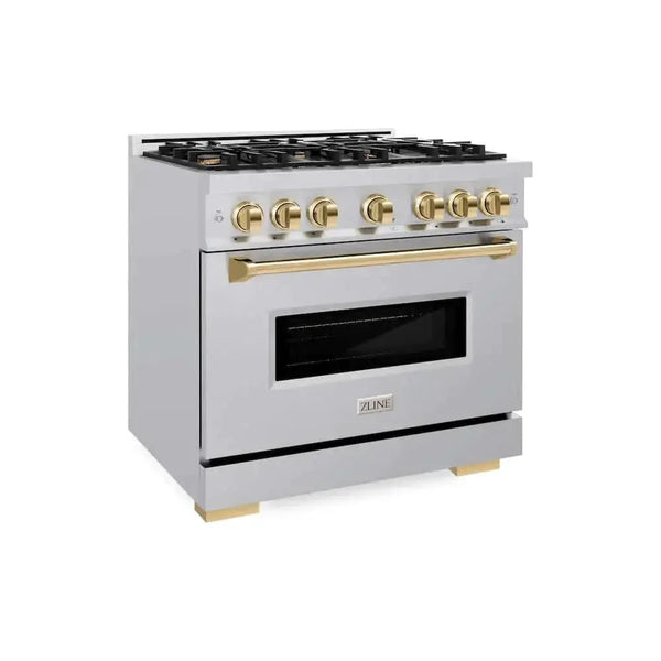 ZLINE 36" Classic Gas Range, Convection Gas Oven Stainless Steel, Gold CGRZ-36-G