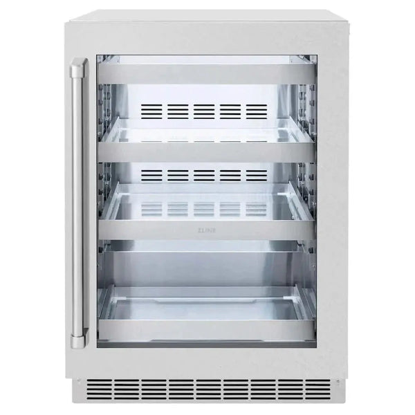 ZLINE 24" Touchstone 151 Can Beverage Fridge DuraSnow® Stainless Steel Glass Door RBSO-SN-24