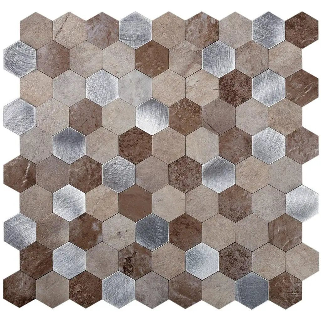Beige 11x11 Honed Hexagon PVC Peel & Stick Tile (10 pack, 8.79 sq ft/case) by Apollo Tile