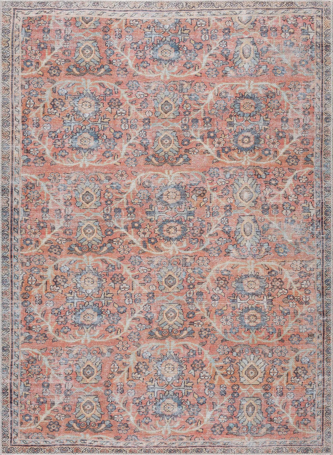 Urpi Rose & Blue Washable Area Rug - Clearance by Boutique Rugs