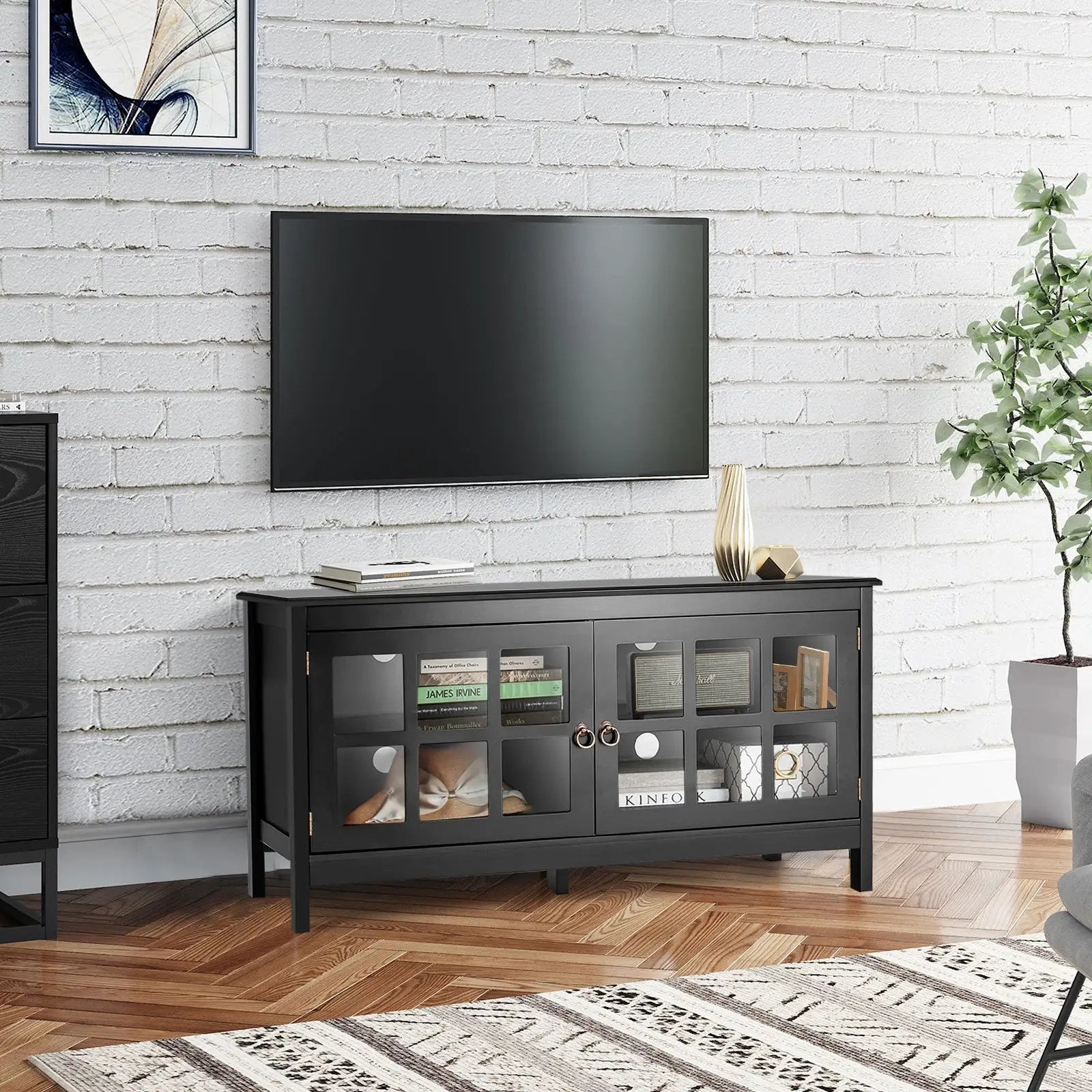 50 Inch Modern Wood Large TV Stand Entertainment Center for TV by DirectDeals