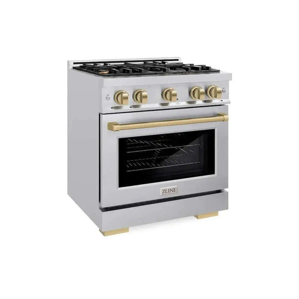 ZLINE 30" Select Gas Range Convection Gas Oven Stainless Steel Champagne Bronze HGRZ-30-CB