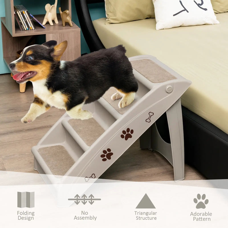 Collapsible Plastic Pet Stairs 4 Step Ladder for Small Dog and Cats by DirectDeals