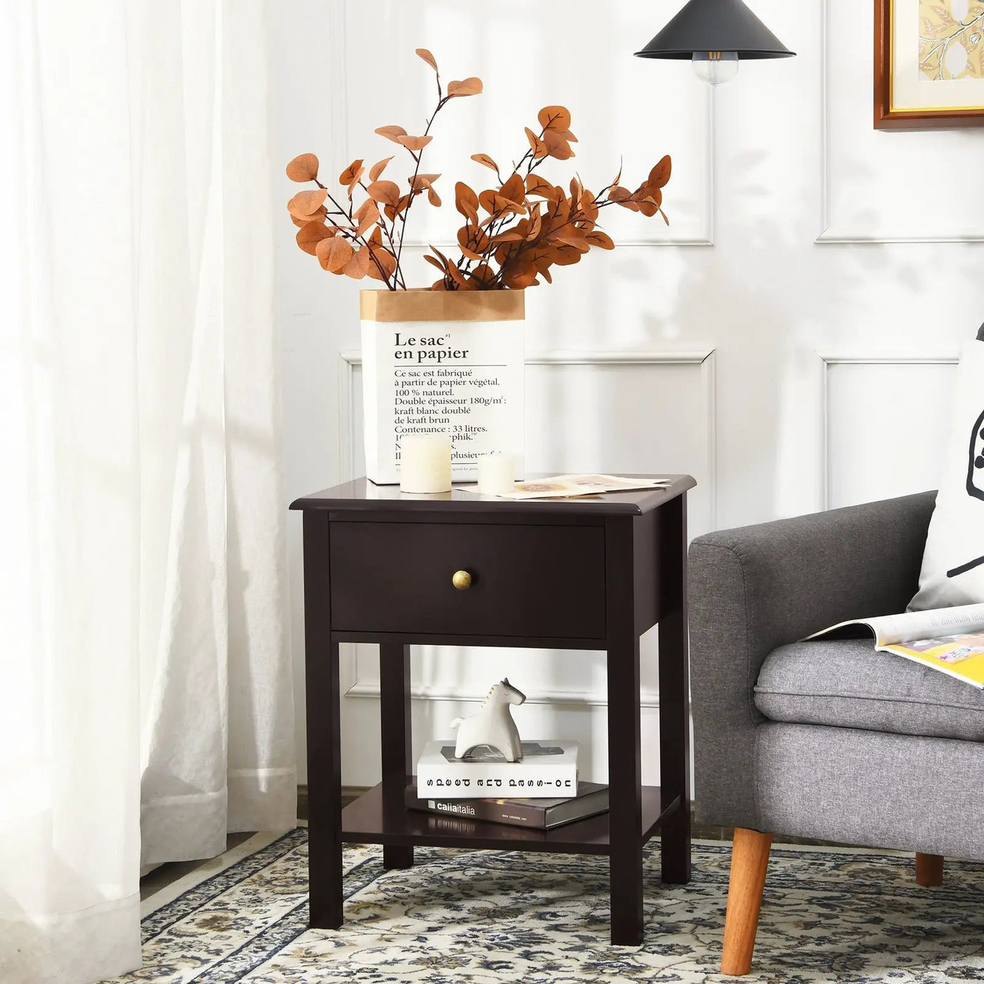 Nightstand End Table with Drawer and Shelf by DirectDeals