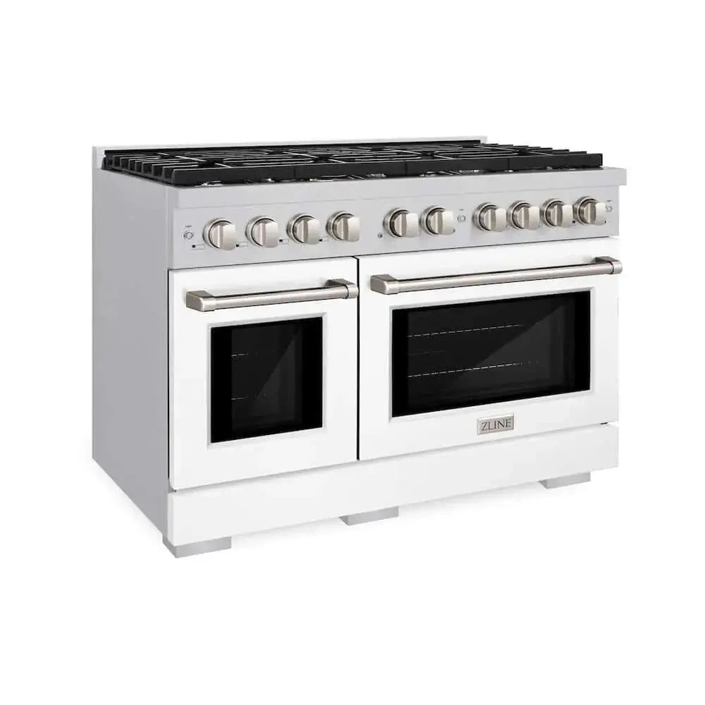 ZLINE 48 In. Gas Range, Stainless Steel, White Matte, SGR-WM-48 by Farmhouse Kitchen and Bath