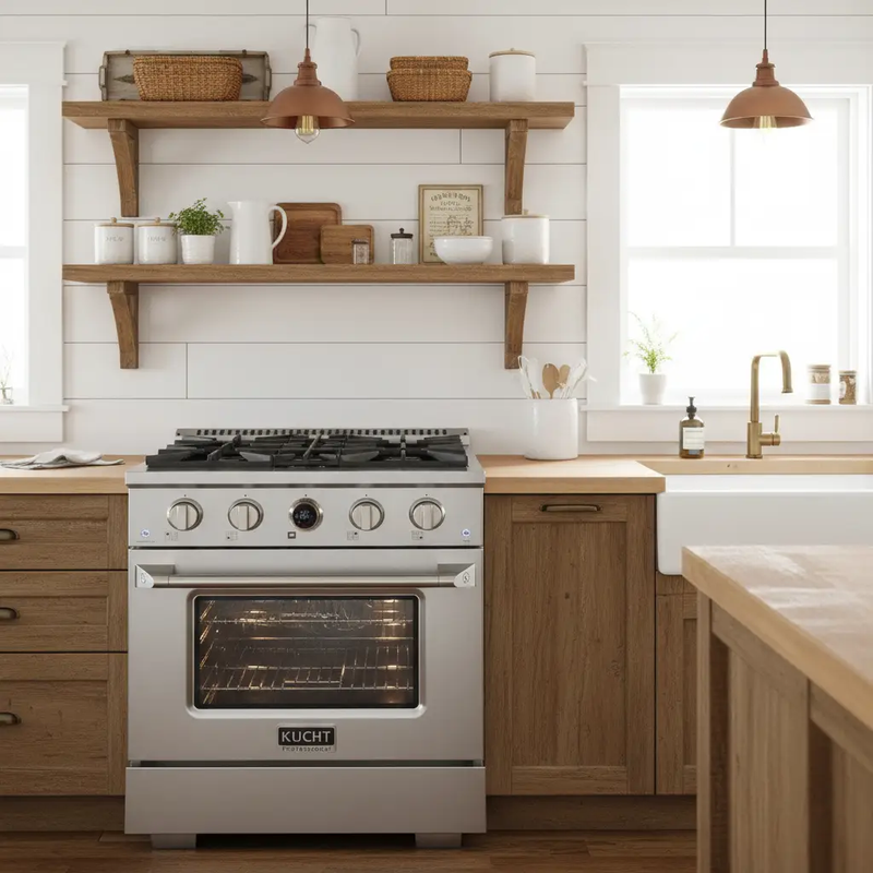 Kucht KX Series 30" Freestanding Dual Fuel Range KXP30-SS by Farmhouse Kitchen and Bath
