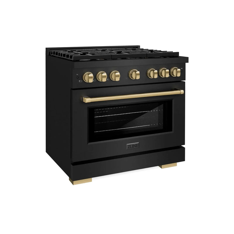 ZLINE 36"Paramount Dual Fuel Range Black Stainless Steel, Champagne Bronze SDRBZ-36-CB by Farmhouse Kitchen and Bath