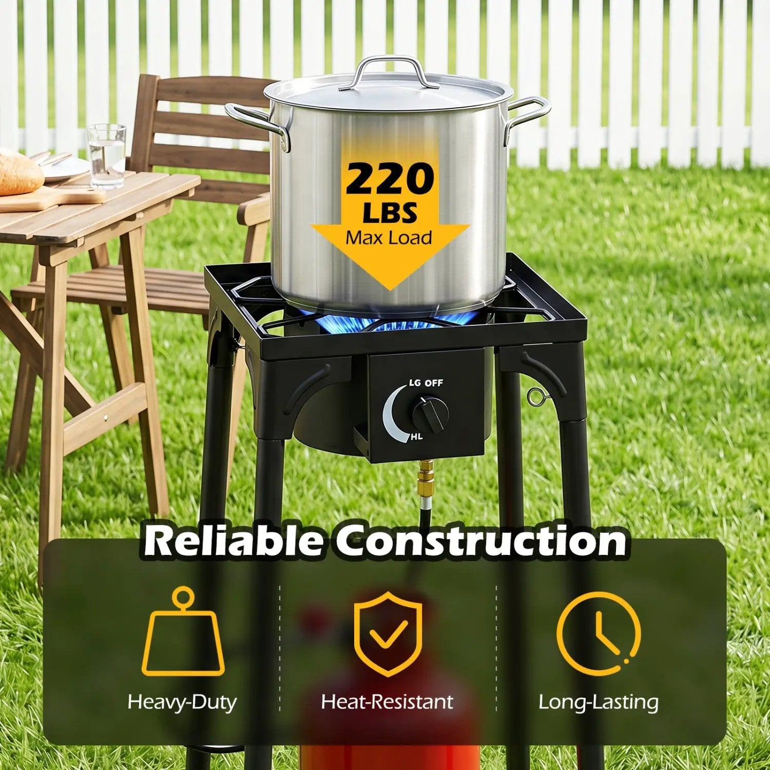 Propane Camping Stove 80000 BTU Single Burner with Regulator by DirectDeals