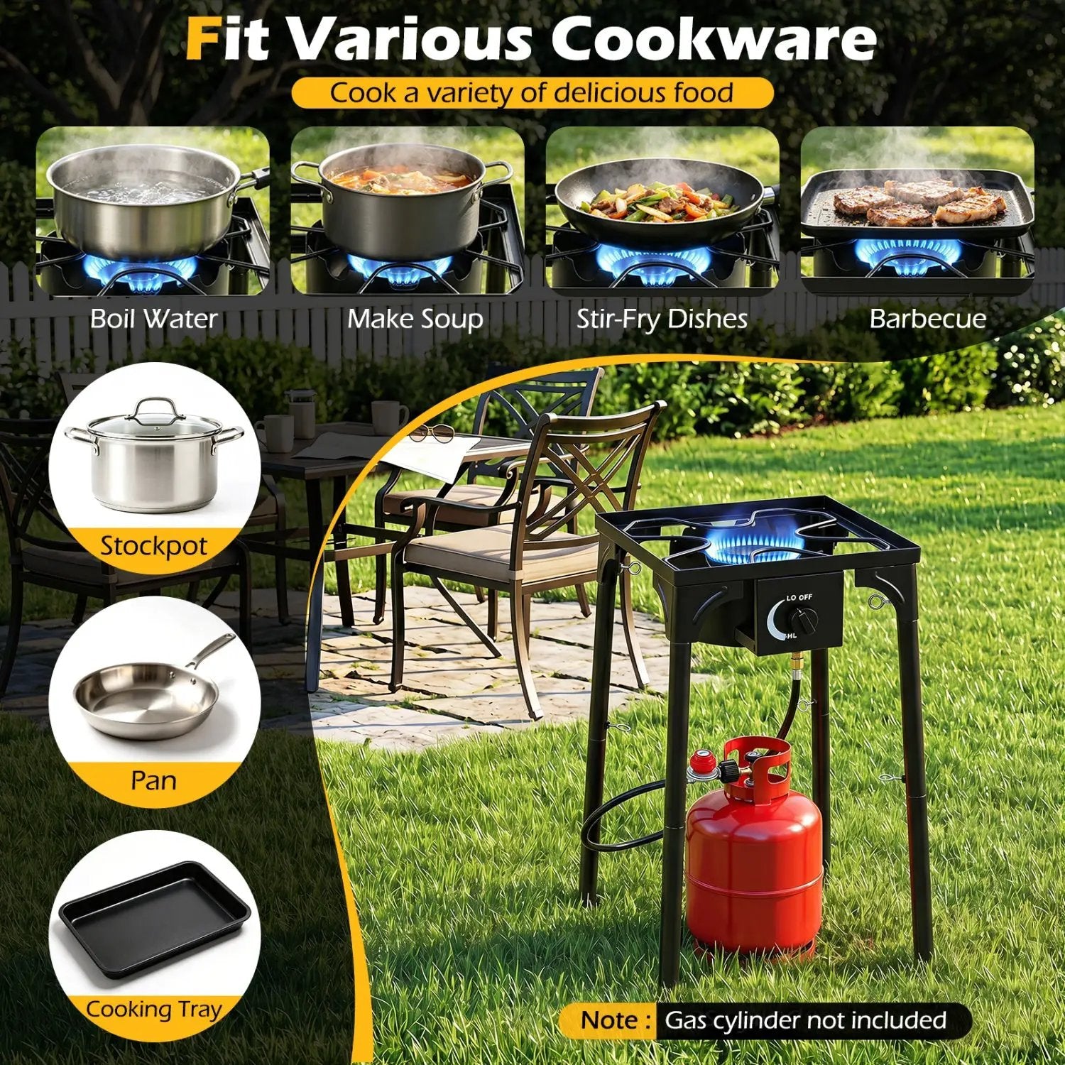 Propane Camping Stove 80000 BTU Single Burner with Regulator by DirectDeals