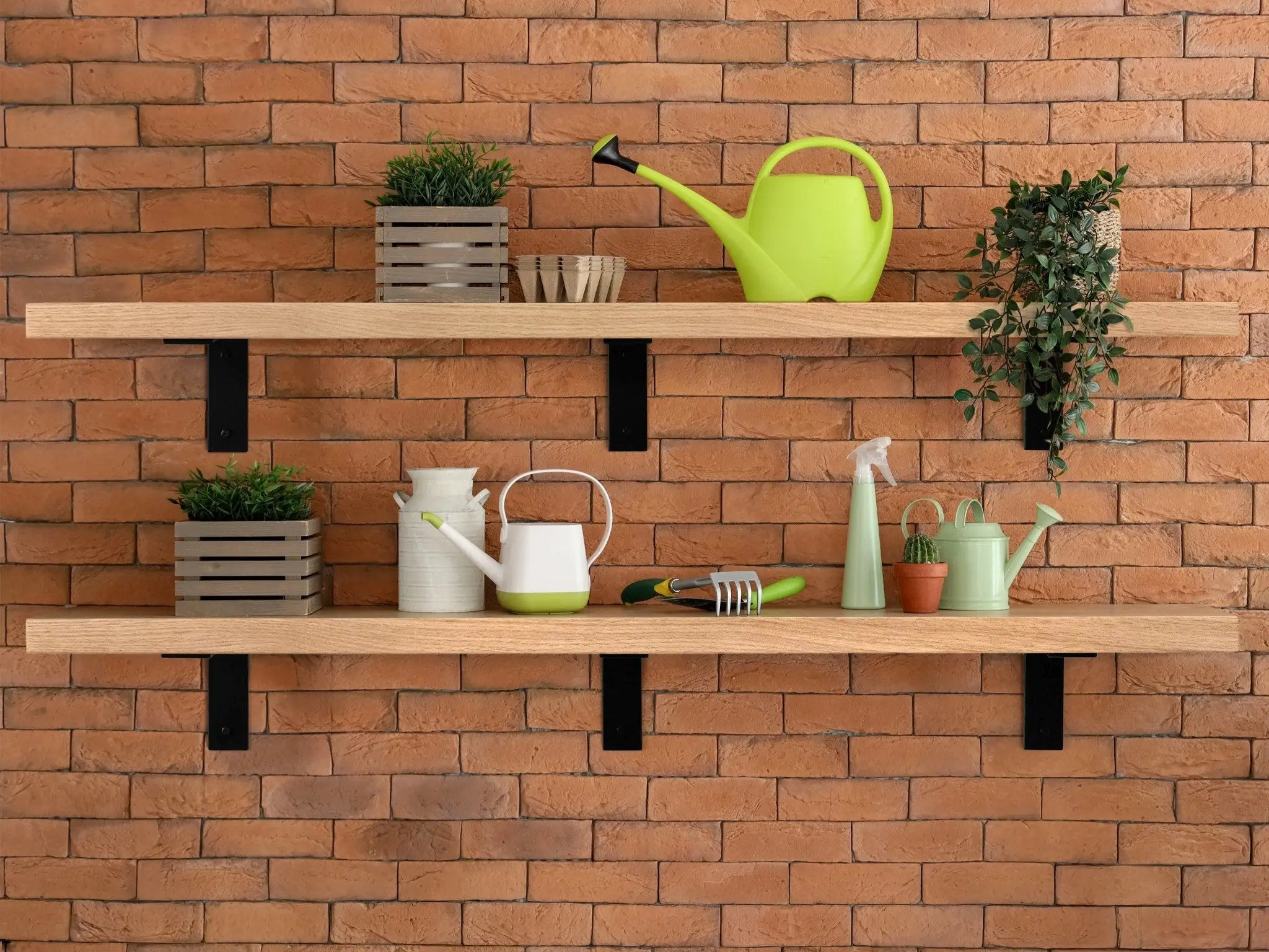 Deep Shelf with Black Steel L Brackets by NookWoodworking