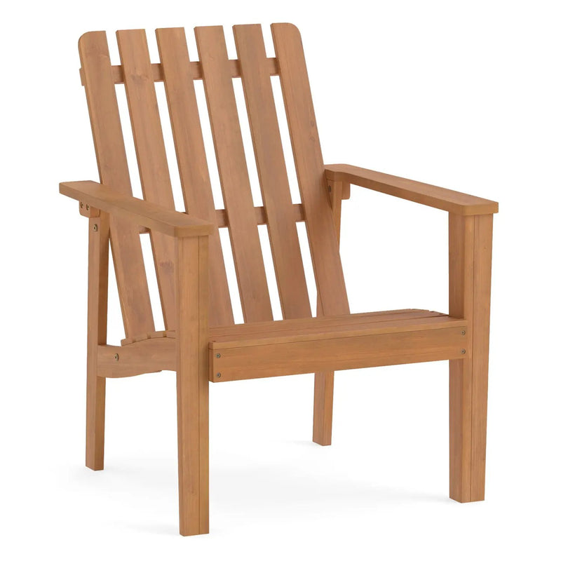 Acacia Wood Patio Dining Chair with Curved Seat & Armrests by DirectDeals
