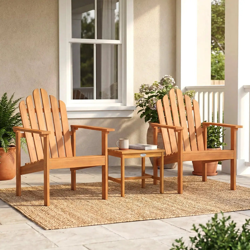 Stackable Adirondack Chairs - Solid Acacia Wood (2-Pack) by DirectDeals