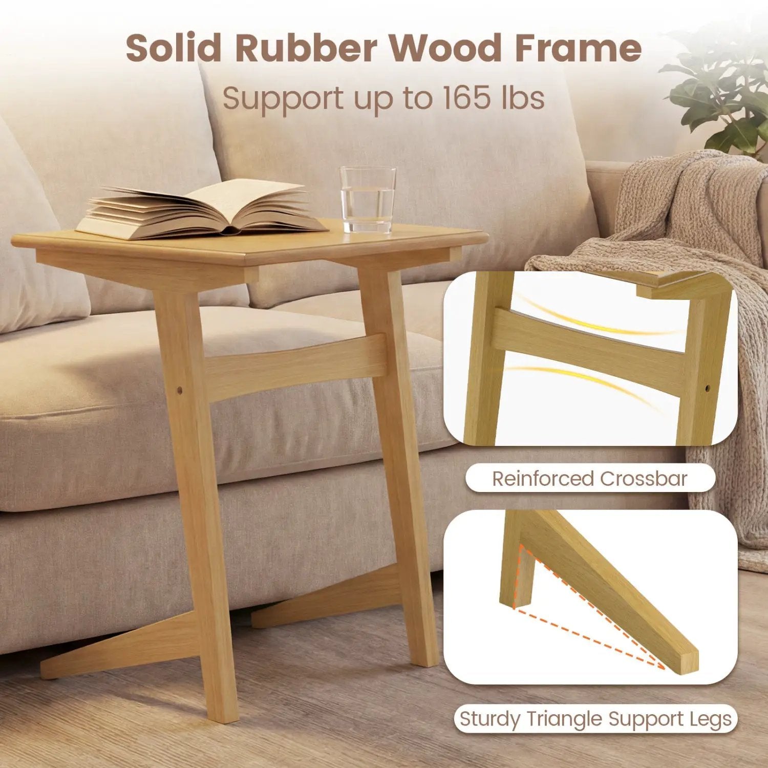 C-Shaped End Table Set of 2 with Wood Veneer Top by DirectDeals