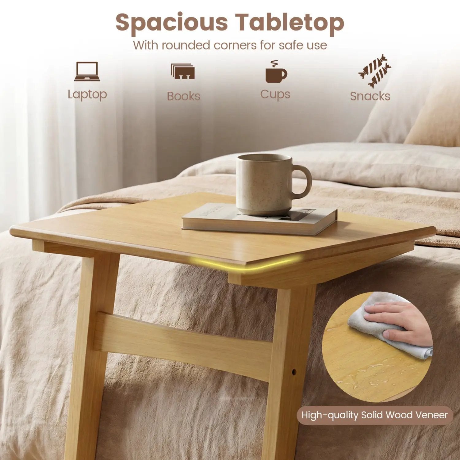 C-Shaped End Table Set of 2 with Wood Veneer Top by DirectDeals
