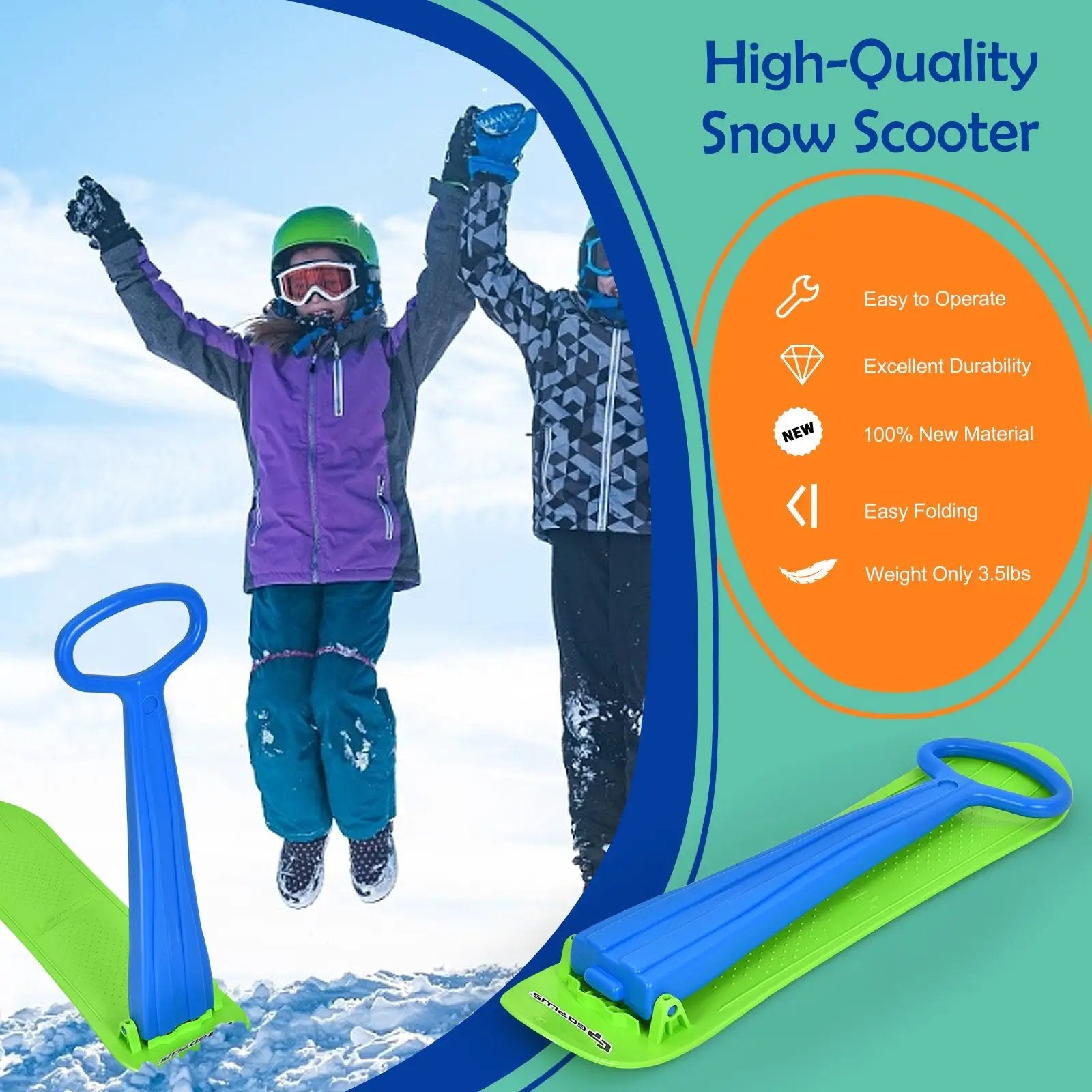 1-Rider Snow Scooter with Grip Handle by DirectDeals